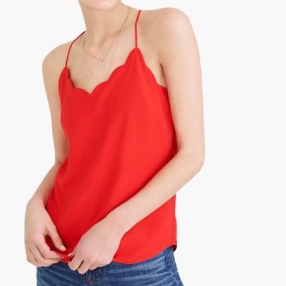 J. Crew Scalloped Racerback Cami Top Blouse Career Sz 00
